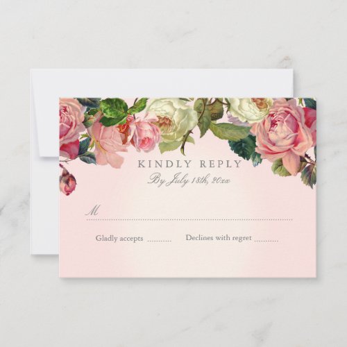 RSVP Response Card MODERN Typography Vintage Rose