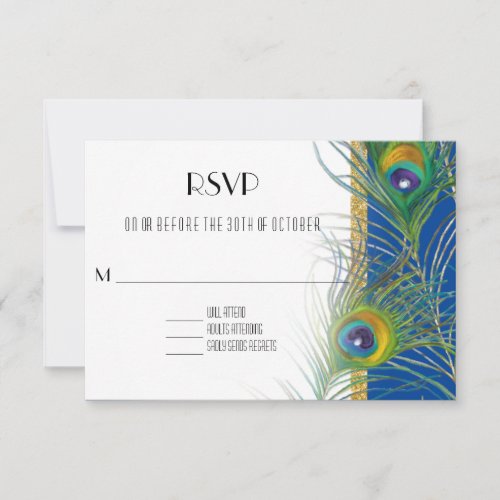 RSVP Response Card Peacock Feathers Indian Wedding