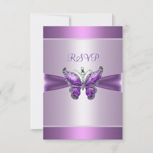 RSVP Response Card Purple Mauve Butterfly