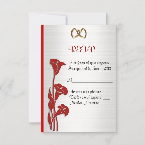 RSVP response card Red Calla lilies