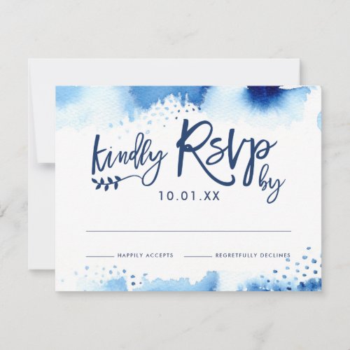RSVP RESPONSE CARD stylish navy blue watercolor