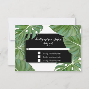RSVP Response Card Tropical Leaf Leaves Foliage