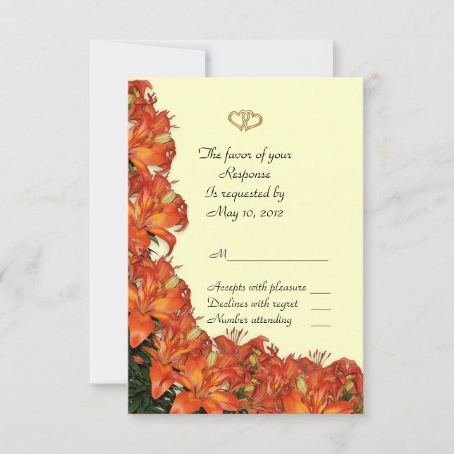 RSVP response card  tropical orange lilies (Front)