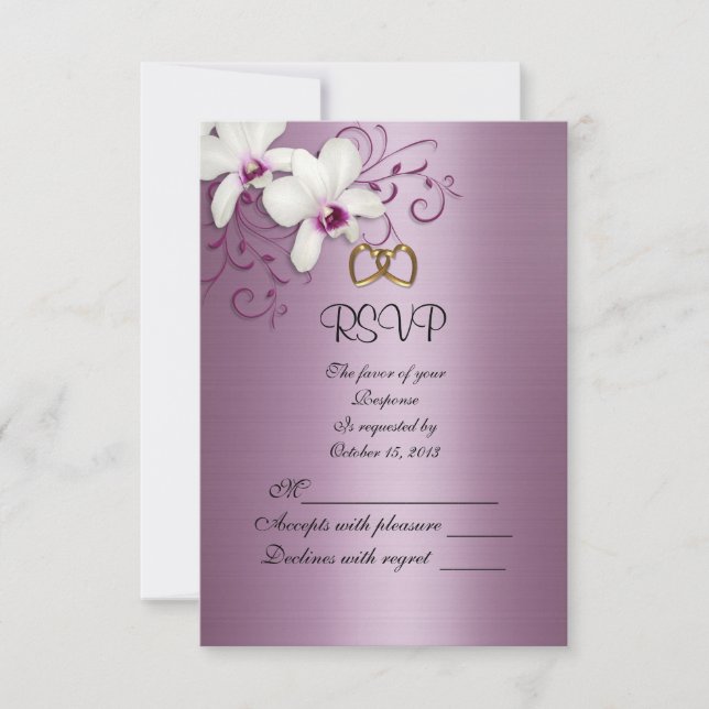 RSVP response card white orchids (Front)