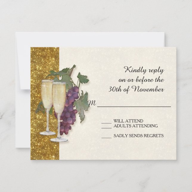 RSVP Response Card Wine Theme Champagne Modern (Front)
