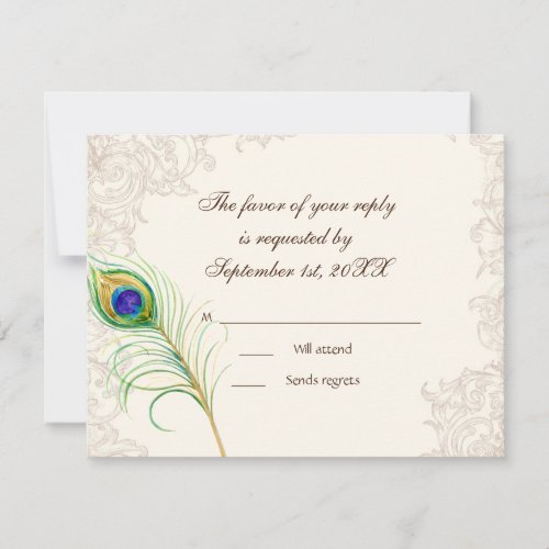 RSVP Response Cards _ Vintage Peacock  Etchings