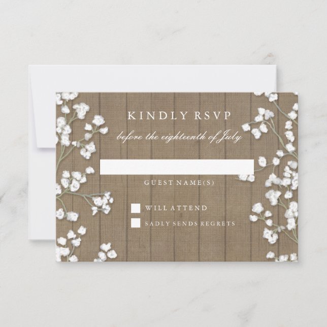 RSVP Response Country Baby's Breath Floral Wreath (Front)