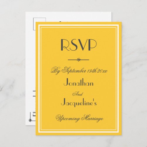 RSVP Response Elegant Classic Wedding  Invitation Postcard