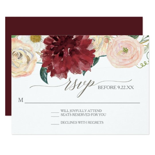 RSVP Response Fall Chrysanthemum Marsala Rose Invitation | Zazzle.com