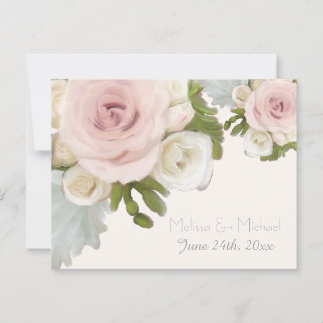 RSVP Response Floral Wedding Rose Succulent Leaf (Front)