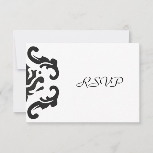 RSVP Response in Stylish Black &amp; White Damask
