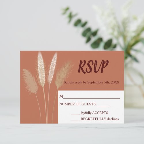 RSVP response Pampas Grass Wedding Card