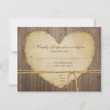 Rsvp Response Rustic Wood Fence Boards Heart by AudreyJeanne at Zazzle