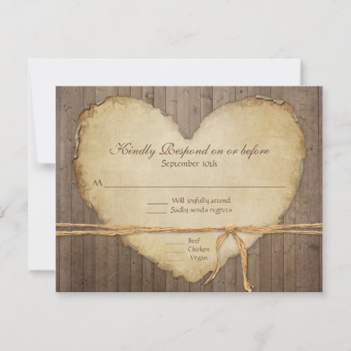 RSVP Response Rustic Wood Fence Boards Heart