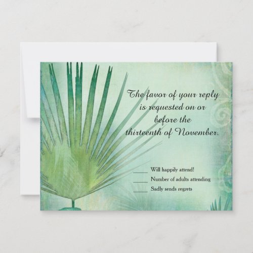 RSVP Response Tropical Beach Fan Palm Leaf