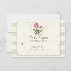 RSVP Response Vintage Botanical Parrot Tulip Art