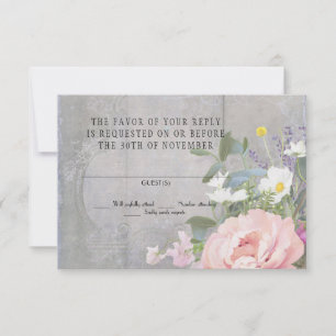 RSVP Response Vintage Rustic Painted Floral Peony
