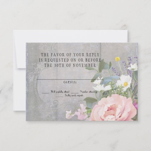 RSVP Response Vintage Rustic Painted Floral Peony