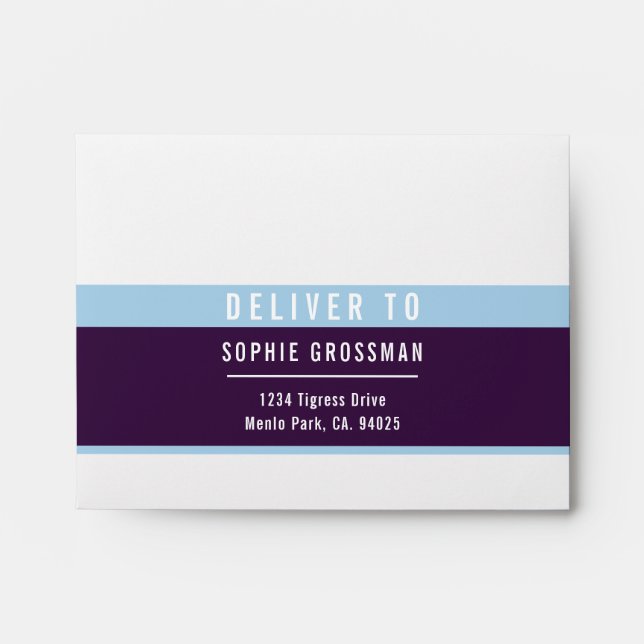 RSVP RETURN ADDRESS modern pale blue aubergine Envelope (Front)