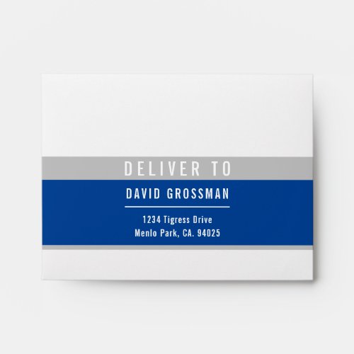 RSVP RETURN ADDRESS modern sporty gray royal blue