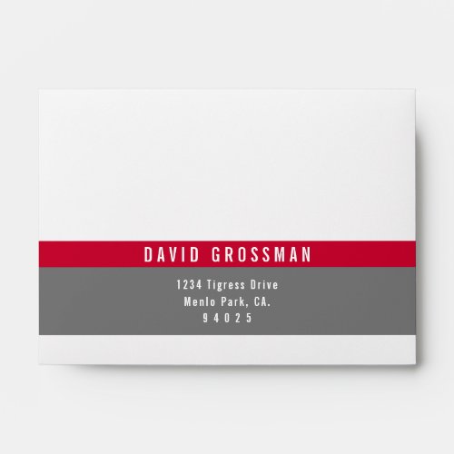 RSVP RETURN modern sporty bold boy red gray Envelope