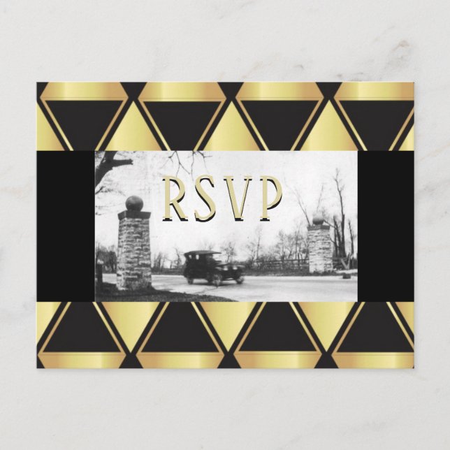 RSVP Roaring Twenties Art Deco Invitation Postcard (Front)