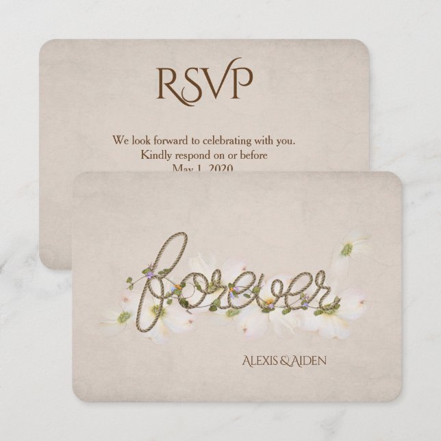 RSVP-rope forever with flowers Invitation (Front/Back)