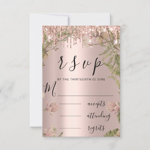 RSVP Rose Drips Wedding  Fern Ivy Mint Florals