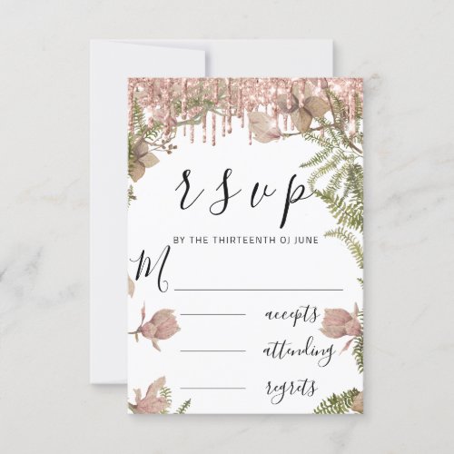 RSVP Rose Drips Wedding White Ivy Mint Florals