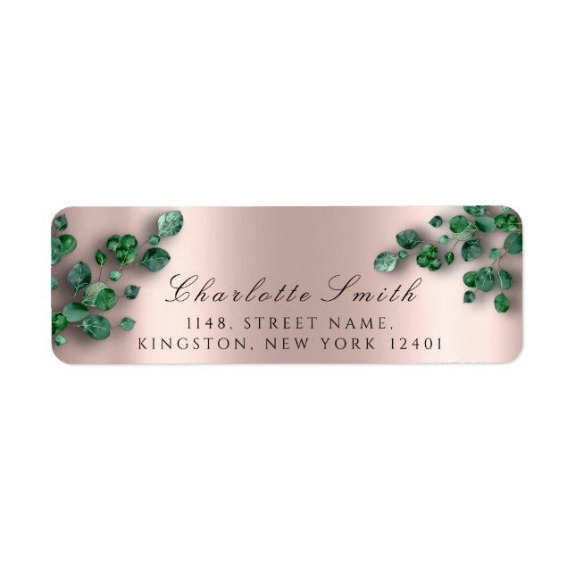 RSVP Rose Eucalyptus Green Wedding Return Adress Label (Front)
