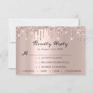 RSVP Rose Wedding Glitter Bridal Shower Drips