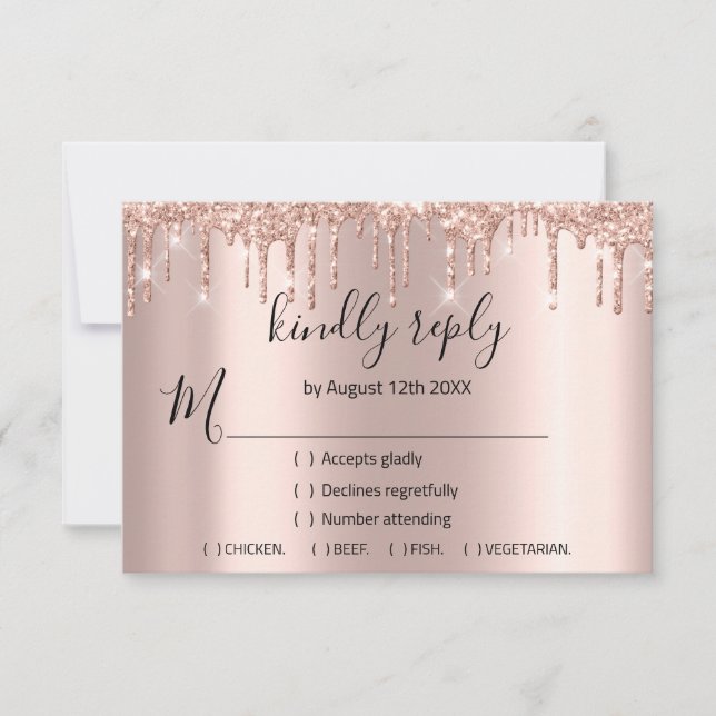 RSVP Rose Wedding Glitter Bridal Shower VIP Drips (Front)