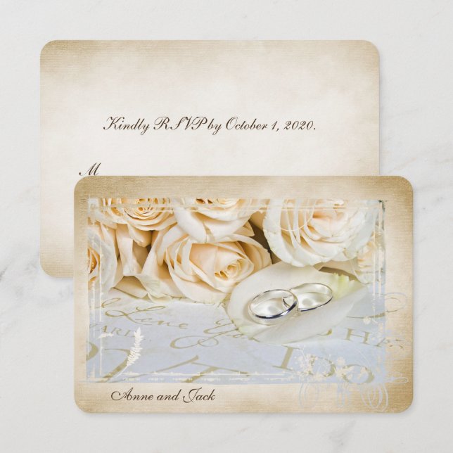 RSVP roses and rings Vow Renewal Ceremony Invitation (Front/Back)