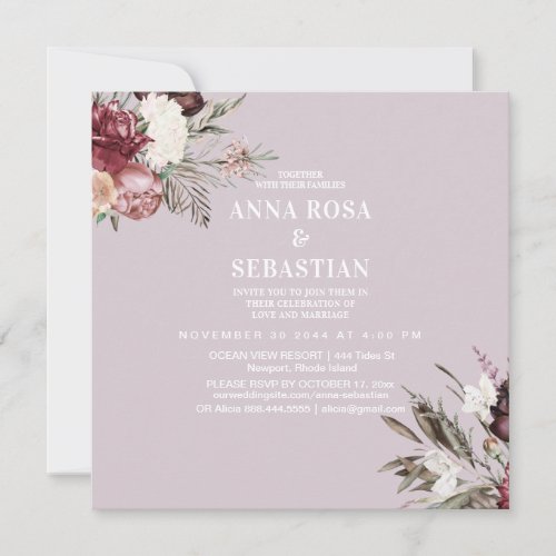 *~* RSVP Roses Floral Burgandy AR15 +  WEDDING Invitation