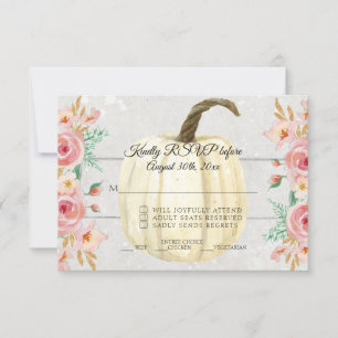 RSVP Rustic Blush Pink Floral White Pumpkin Wooden Invitation