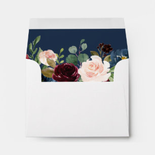 RSVP - Rustic Burgundy Blush Blue Floral Address Envelope