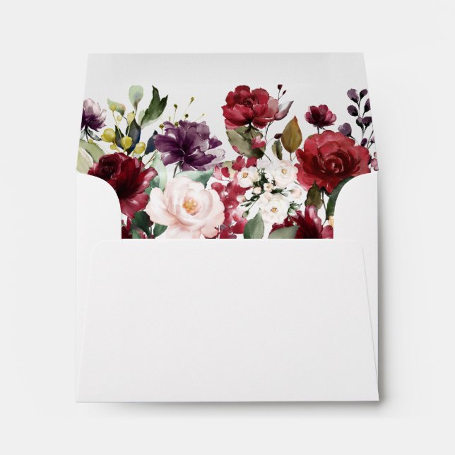 RSVP - Rustic Burgundy Blush Floral Address Envelope (Back (Bottom))