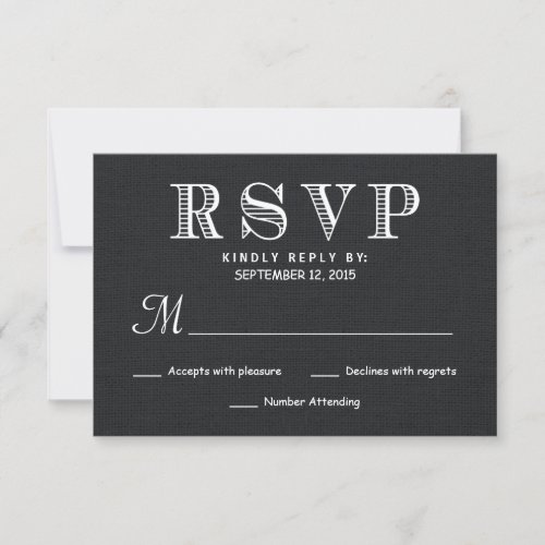 RSVP Rustic Burlap Wedding Reply - Black