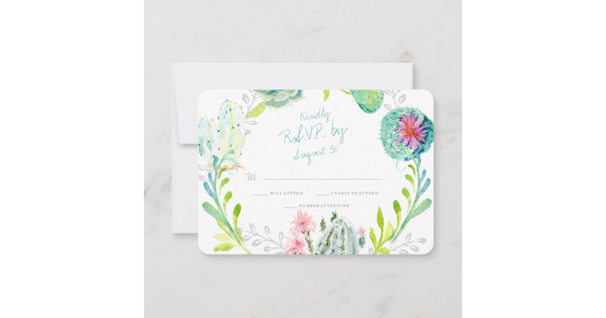 Rsvp Rustic Desert Cactus Flower Wood Horizontal Zazzle Com