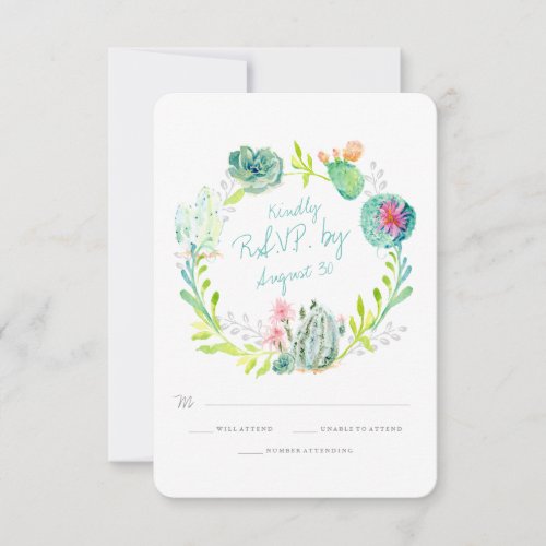 Rsvp Rustic Desert Cactus Flower Wood Watercolor