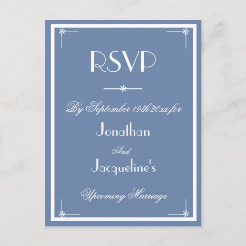 RSVP Rustic Dusty Blue Wedding Meal Choice RSVP Invitation Postcard