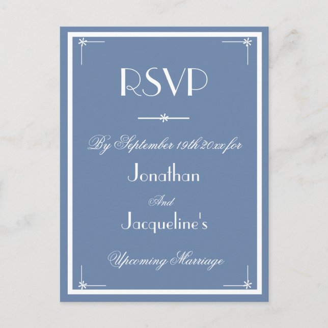 RSVP Rustic Dusty Blue Wedding Meal Choice RSVP Invitation Postcard (Front)