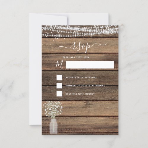 RSVP Rustic Farmhouse String Lights Country Invitation