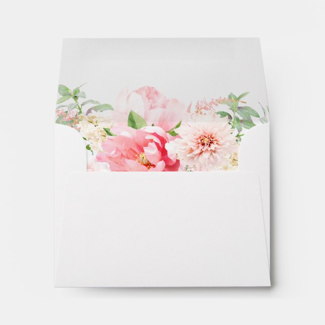 RSVP - Rustic Pink Peony Floral Address Envelope (Back (Bottom))