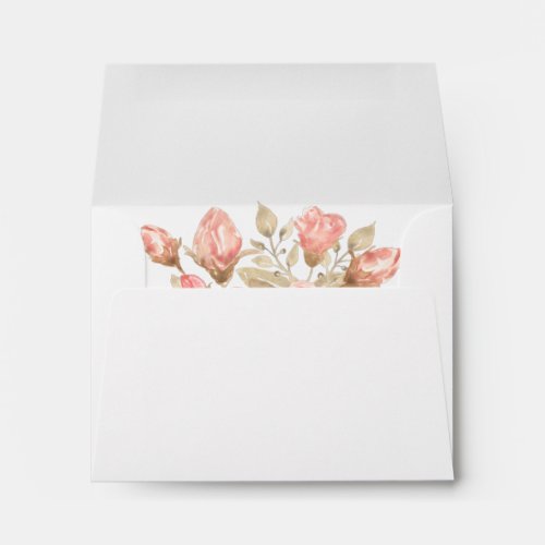 RSVP _ Rustic Pink Rose Floral Address Envelope