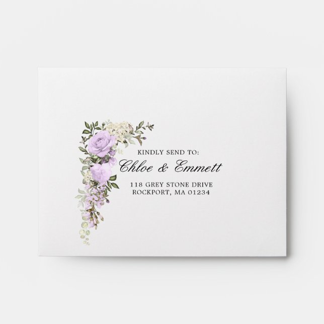 RSVP - Rustic Purple Rose Floral Address Envelope (Front)
