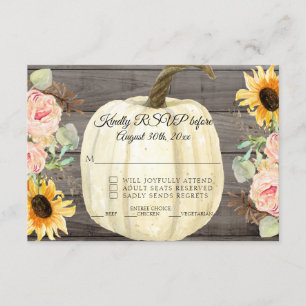 RSVP Rustic Sunflower n Floral Pumpkin Barn Wood Invitation