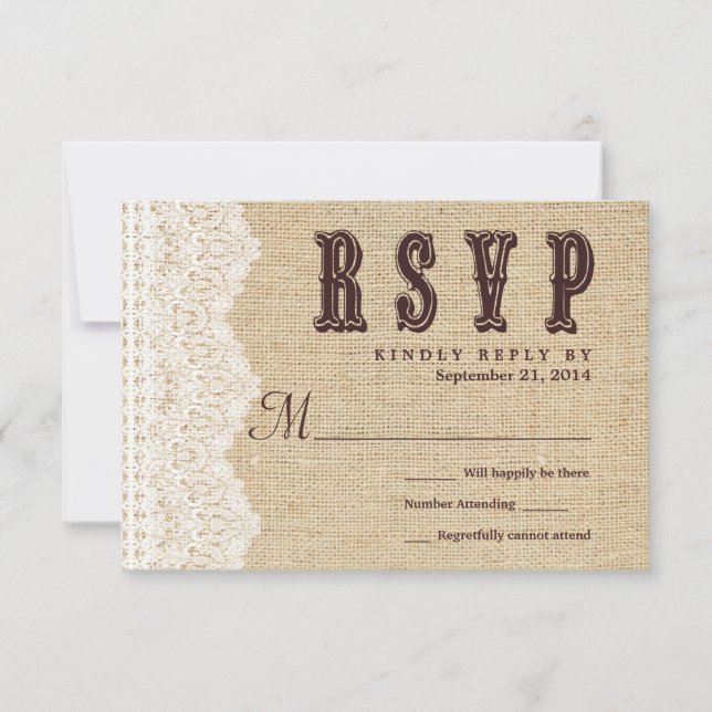 RSVP Rustic Typography Wedding Reply Card (Front)