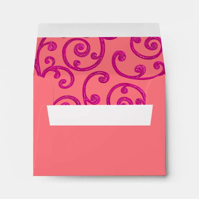 RSVP Scroll Pattern Pink Envelope (Back (Bottom))
