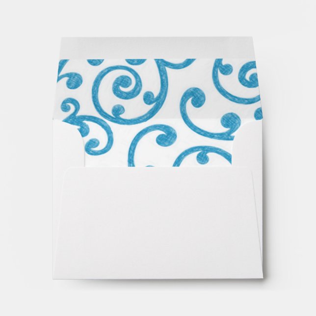 RSVP Scroll Pattern Turquoise Envelope (Back (Bottom))